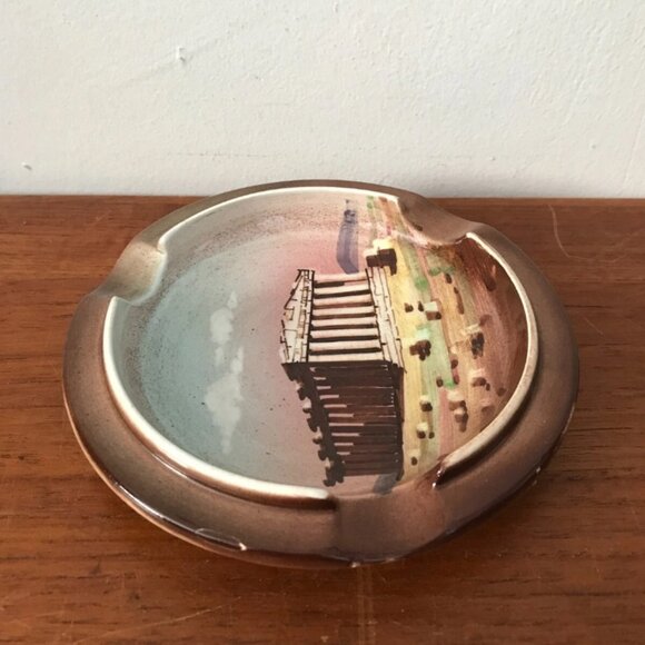 Vintage Halandri Ceramics Parthenon Cigar Ashtray Handmade Pottery In Greece - Picture 3 of 4